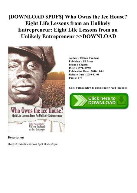 [download Pdf ] Who Owns The Ice House Eight Life Lessons From An Unlikely Entrepreneur Eight