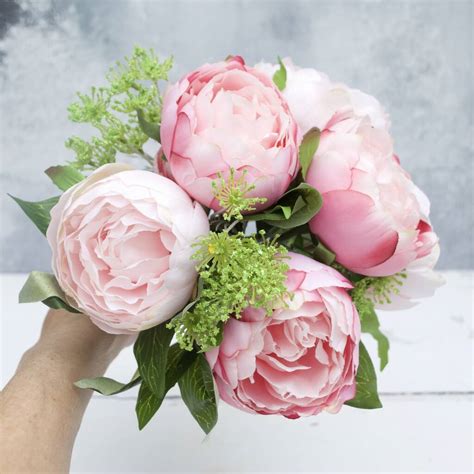 Soft Pink Peony Bouquet With Gypsophelia By Abigail Bryans Designs