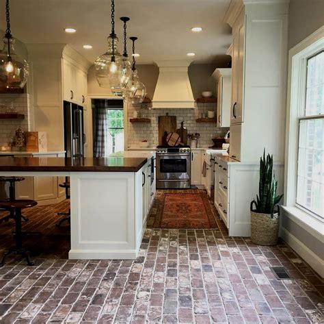 28 Cute Kitchen Design Suggestions Brick Kitchen Brick Floor Kitchen