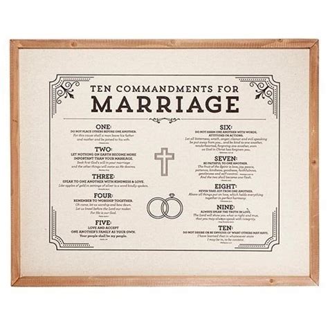 Wall Plaque Ten Commandments For Marriage 21 X 17 Free Delivery At