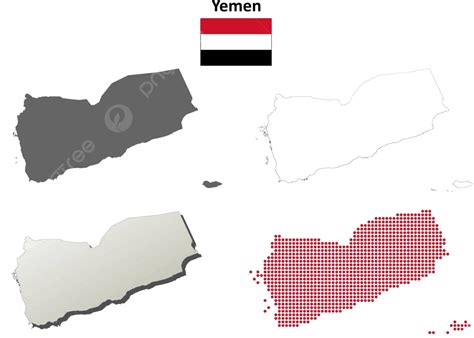 Yemen Outline Map Set Yemen Flag Yemen Vector Vector Yemen Flag Yemen