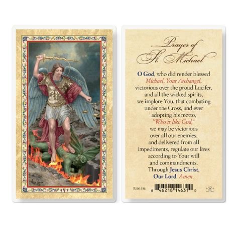 Prayer To St Michael Gold Stamped Laminated Holy Card Pack Buy Religious Catholic Store