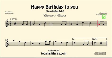 Happy Birthday Sheet Music For Clarinet Youtube
