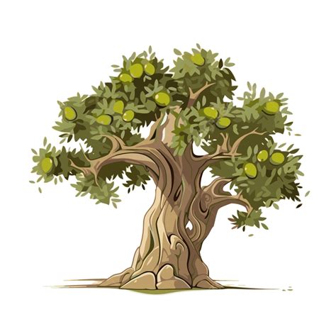 Olive Tree Vector Sticker Clipart An Olive Tree With Olives On A White Surface Cartoon Sticker