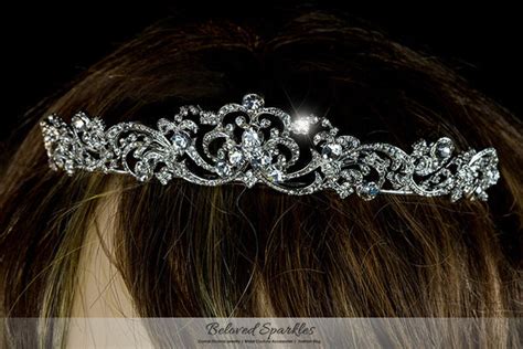 Brianna Romantic Royal Silver Tiara Swarovski Crystal Beloved Sparkles
