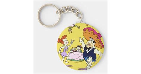 Fred Flintstone Wilma Barney And Betty Fiesta Keychain