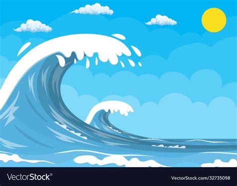 Big Ocean Wave Royalty Free Vector Image Vectorstock