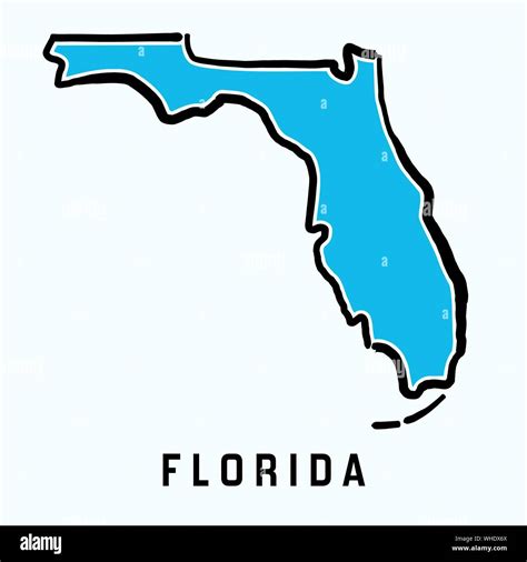 Florida Map Outline Smooth Simplified Us State Shape Map Vector Stock