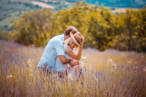 Couple In Lavender Field Stock Image Image Of Happiness 215494165