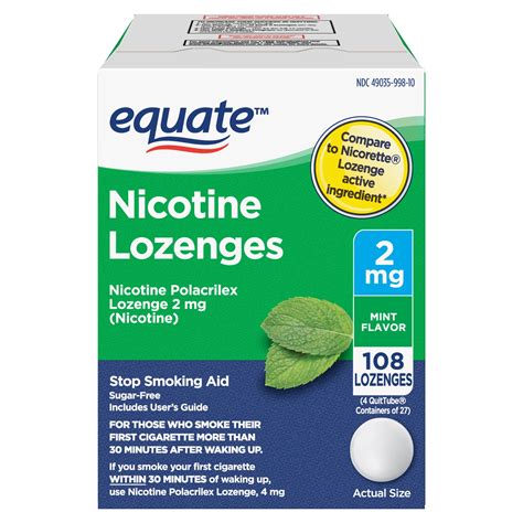 equate nicotine lozenge 2 mg stop smoking aid mint flavor 108 count