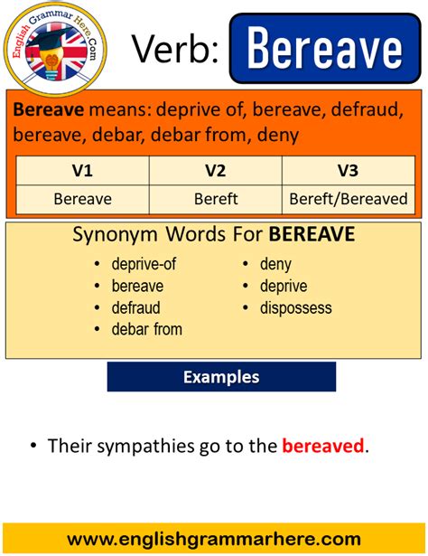Bereave Past Simple Simple Past Tense Of Bereave Past Participle V
