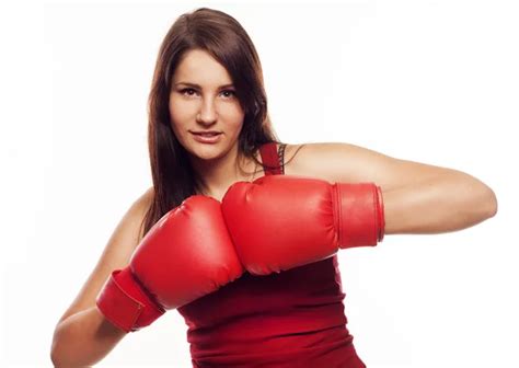 Attractive Woman Wearing Boxing Gloves Stock Photo Paulmhill