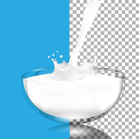 Glass Bowl And Milk Splash Stock Vector Illustration Of White 72177012