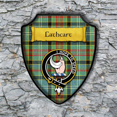 Cathcart Plaque With Scottish Clan Badge On Clan Tartan Background By