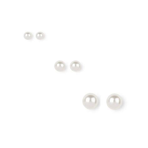 6 7 And 8mm Pearl Stud Earrings 3 Pack Claires Us