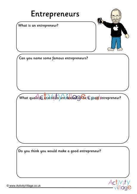 Entrepreneurs Worksheet Entrepreneurship Lesson Plans