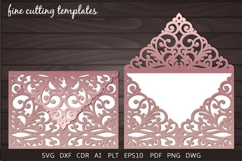 Download Laser cut Wedding Invitation 5x7 Envelope template svg ...