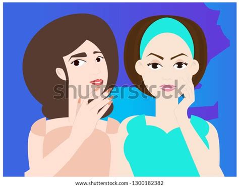 Woman Whispering Gossip Surprised Says Rumors Stock Vector Royalty