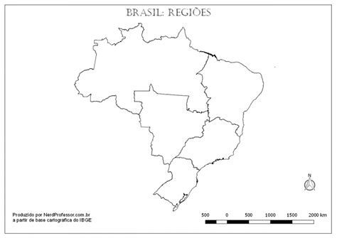 Mapas do Brasil Regiões para Colorir NerdProfessor