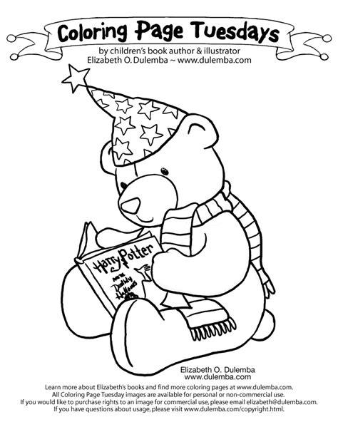 Dulemba Coloring Page Tuesday Bear Reading Harry Coloring Home