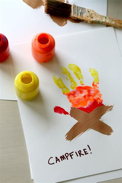 Campfire Handprint Art Free Printable Momdot