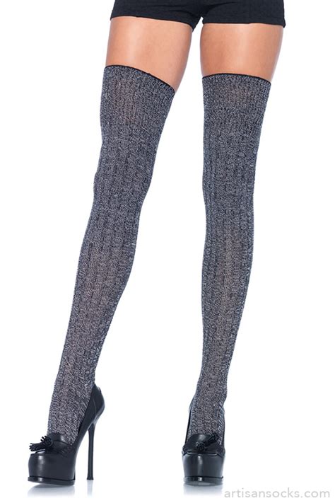 Rib Knit Thigh Highs In Heather Gray