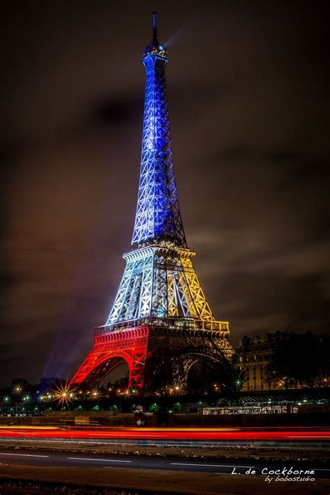 Eiffel Tower Lit Up In France Colors Eiffel Tower Paris Tour Eiffel