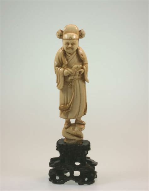 Sold Price A Carved Ivory Figure Of A Smiling Luohan On Carved Wood