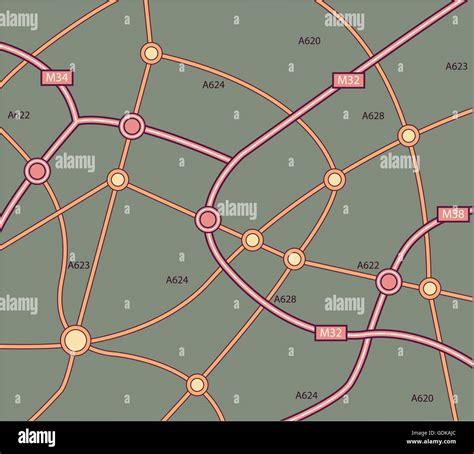 Generic Vector Road Map With Highways An Local Roads Stock Vector Image
