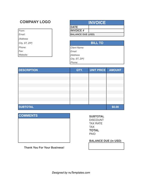 Online Fill In Printable Invoice Forms Printable Forms Free Online