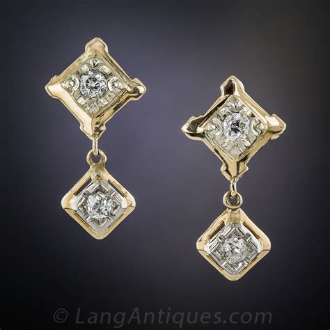 1930s Vintage Diamond Drop Earrings