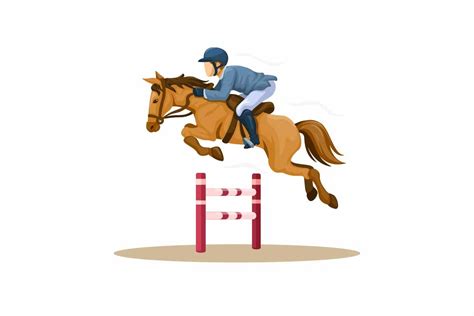 Horse Race Jump Barrier Pose Cartoon Graphic By Aryohadi · Creative