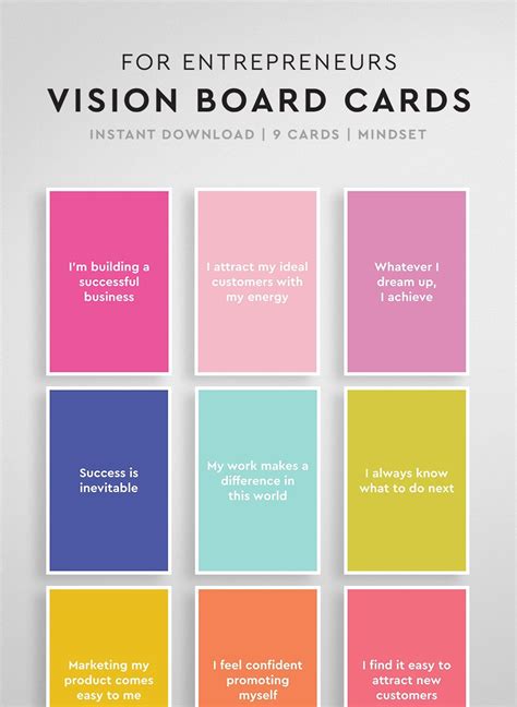 Printable Vision Board Kit 02 Positive Affirmation Cards Inspiration