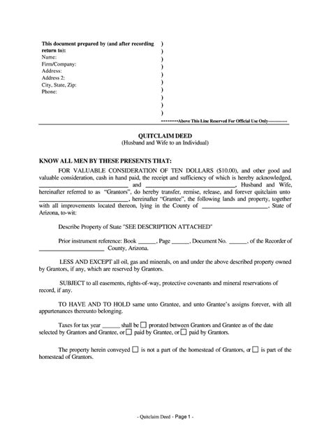 Quit Claim Deed Form Arizona Fill Out Sign Online Dochub