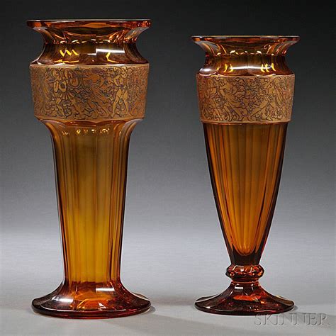 Two Smokey Amber Colored Moser Glass Vases Sale Number 2776b Lot Number 220 Skinner Auctioneers