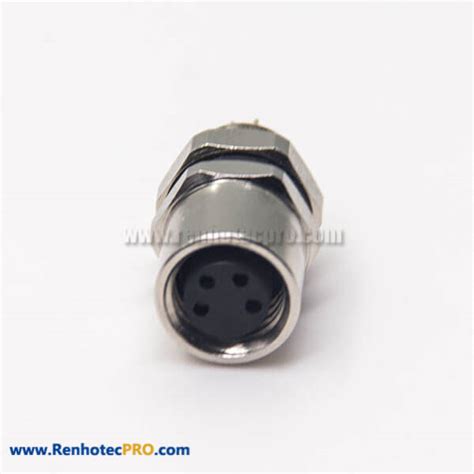 M8 4 Pin Female Connector Female Socket Solder Cup Rear Blukhead