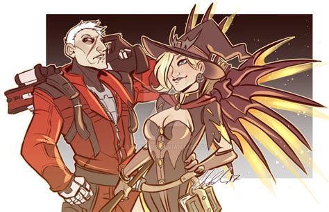 commission ow halloween solder76 and mercy by cat bat on deviantart