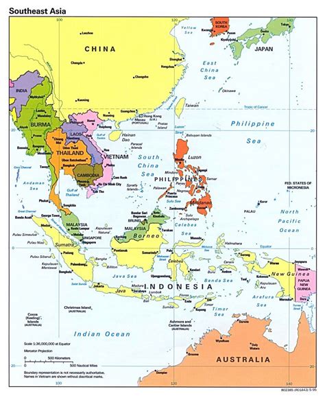Detailed Political Map Of Southeast Asia With Capitals And Major Cities