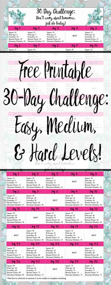 30 Day Core Challenge Printable