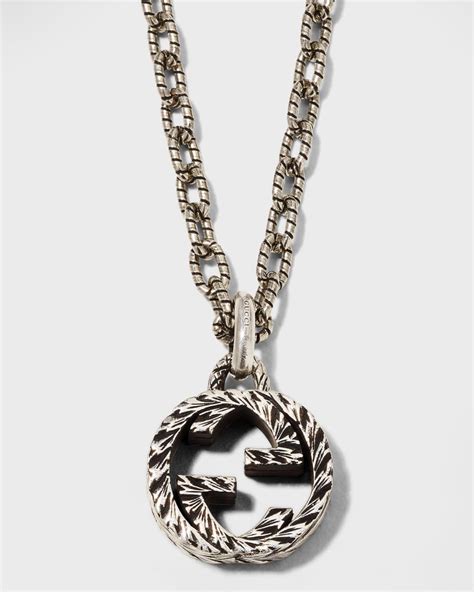 Gucci Textured Interlocking G Pendant Necklace Neiman Marcus