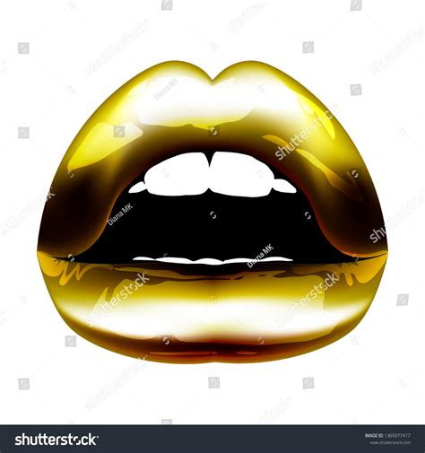 golden lips vector illustration isolated on stock vector royalty free 1365077417 shutterstock