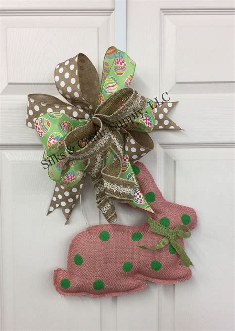Stuffed Bunny Door Hanger With Mixed Easter Ribbon Easter 2017 Easter