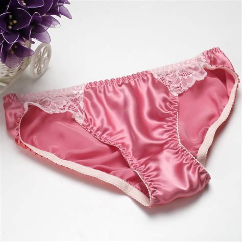Women Pure Silk Panties Low Waist Lace Sexy Mulberry Silk Briefs Underwears M L Xl
