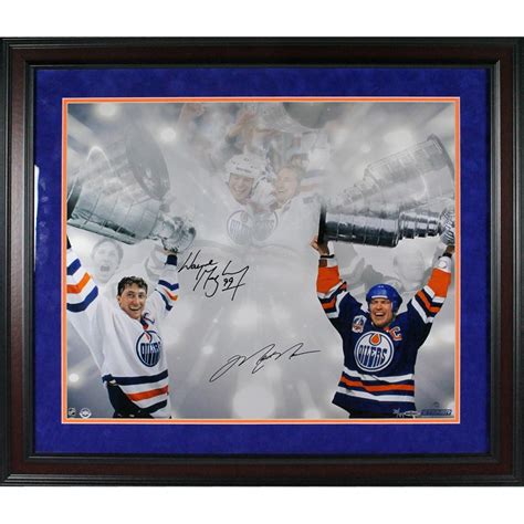 Wayne Gretzky And Mark Messier Signed Stanley Cup Le 16x24 Custom Framed