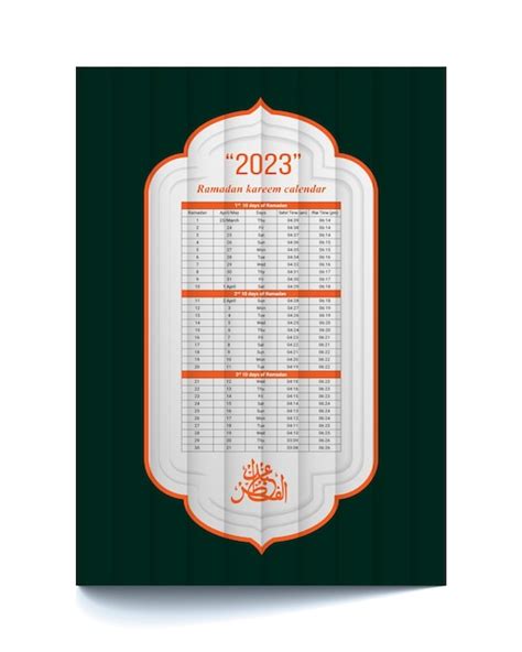 Premium Vector Ramadan Kareem Calendar 2023