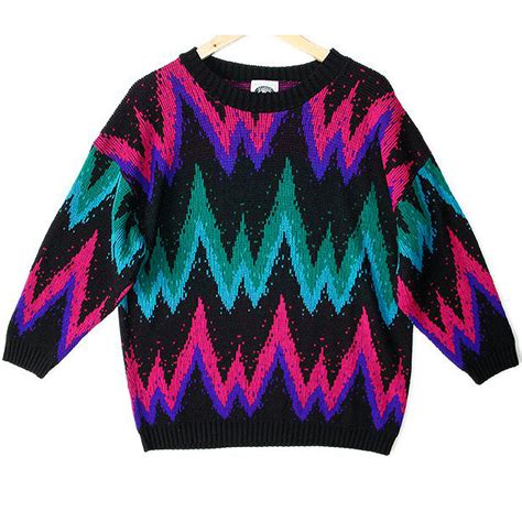 Bright Vintage 80s Zig Zag Tacky Ugly Sweater New The Ugly Sweater