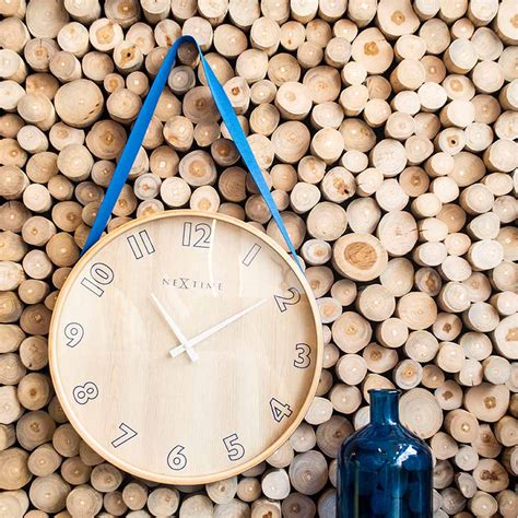 Buy Nextime Loop Wooden Hanging Wall Clock 40cm Blue Online Purely