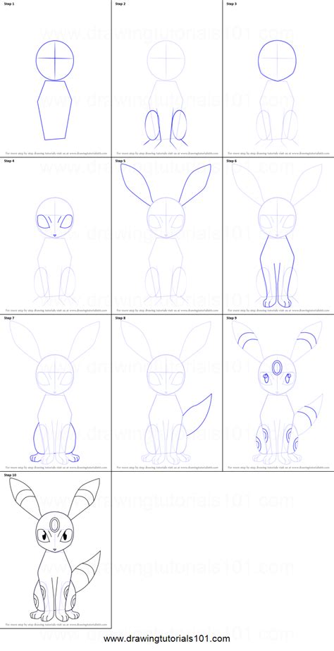 How To Draw Umbreon From Pokemon Printable Drawing Sheet By