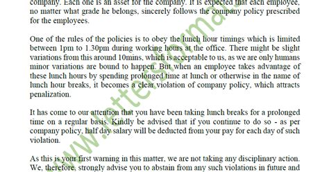 Example Of Lunch Break Memo An Example Policy Providing Two Rest Breaks And One Mandatory