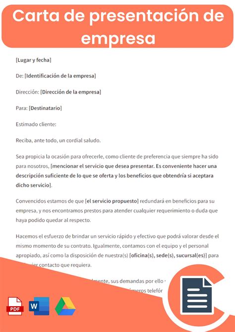 Carta De Presentaci N De Empresa Online Word Pdf